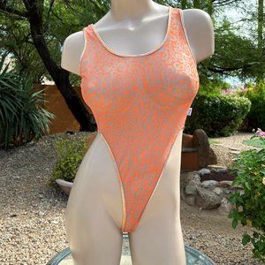 SOLD MalibuStrings Crazy Leopard Kona Sheer Mesh One Piece Swimsuit Bikini Thong